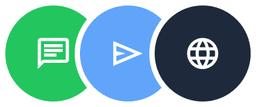 Illustration of team and channels for multichannel AI agent deployment on WhatsApp, Telegram, and web